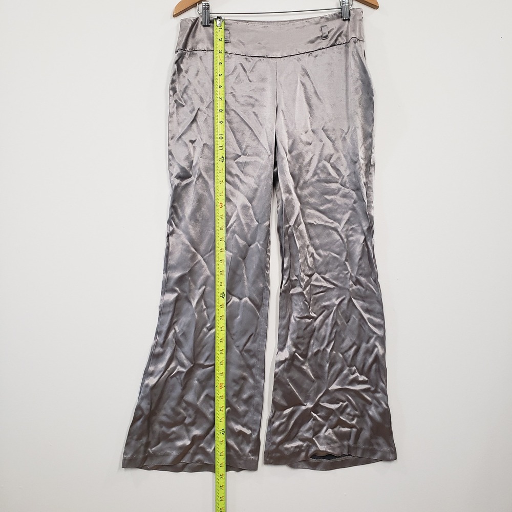 Vintage Wet Seal Mimi Chica Silver Satin Wide Leg Pants Y2K Size 13 Party Glam - Picture 4 of 7